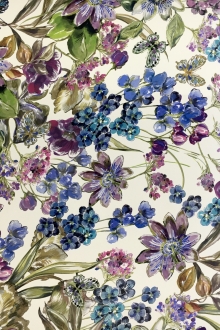 Double Georgette Viscose Print with Painterly Spring Flowers0