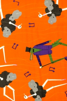 Virgin Wool Double Crepe Print with Dancing Alligators and Ostriches0