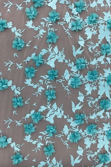 Degradé Embroidery and Flower Appliqués on Tulle0