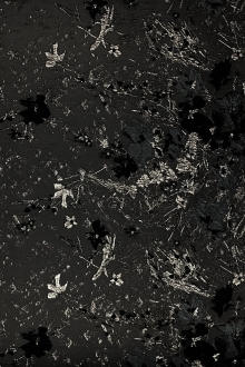 Polyester Twill with Metallic Abstract Floral Border0