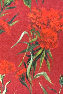 Designer Printed Cotton Viscose Brocade with Carnations0