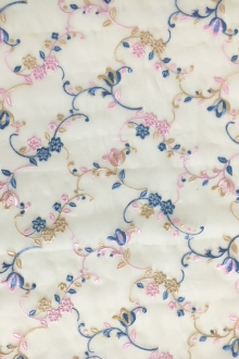 Silk Organza with Colorful Floral Embroidery 0