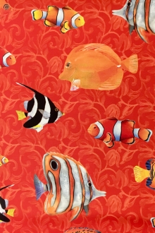 Silk Charmeuse Print with Tropical Fish0