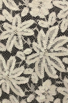 Beaded Metallic Chantilly Lace0