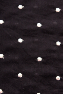 Cotton Embroidered Dots Pale Pink on Black0