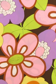 Printed Silk Charmeuse with Vibrant Illustrated Florals0