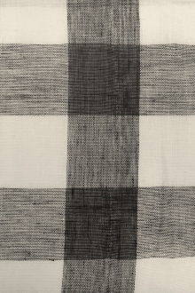 Linen Mesh Plaid in Black and Ivory0