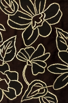 Silk Taffeta with Embroidered Flowers and Mesh0