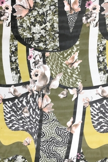 Printed Silk Chiffon with Butterflies and Abstract Geometric Patterns0