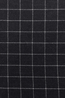 Italian Virgin Wool And Lycra Window Pane Flannel in Charcoal0