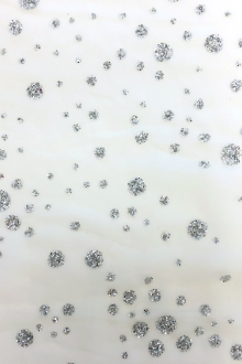 Flocked Glitter on White Silk Chiffon 0