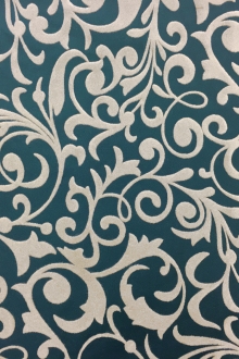 Italian Flocked Silk Taffeta With Arabesque Pattern0
