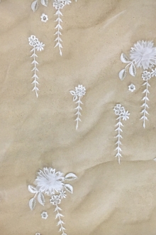 Metallic Embroidered Nylon Organza with Rhinestone Appliqués0