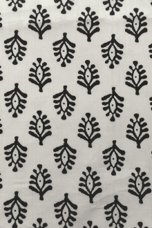 Cotton Lawn Black & White Leaf Eye Print 0