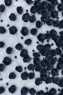 Degradé Embroidery and Flower Appliqués on Tulle0