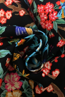 Japanese Textured Cotton Exotic Birds Floral Print 0