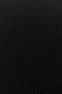 Wool Crepe Herringbone In Black 0