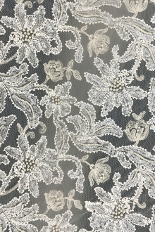 Beaded and Sequined Tulle with Metallic Embroidery0