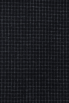 Italian Virgin Wool and Lycra Flannel Grid in Dark Navy0