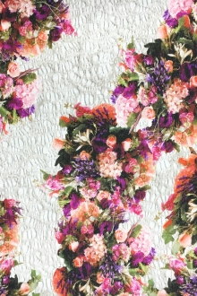 Metallic Silk Blend Matelassé with Floral Bouquets0