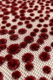 Metallic Flocked Tulle in Burgundy0