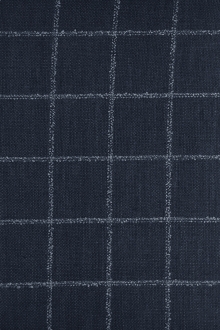 Italian Silk Linen Wool Blend Window Pane in Navy0