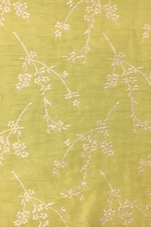 Metallic Double Layer Jacquard with Gold Floral Branches0