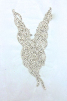 Ondine White Pearl and Crystal Beaded Bodice0