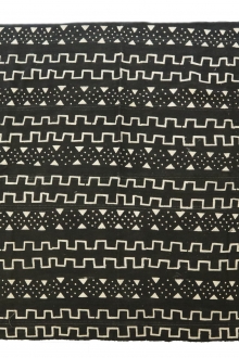 Cotton Mud Cloth Panel in Black Geometric Stripes