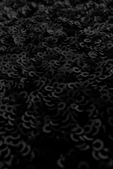 Mini Sequins on Stretch Tulle in Matte Black0