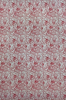 Cotton Twill Shirting Roses Print in Red0