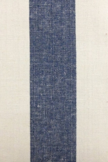 Cotton Upholstery 3" Stripe In Denim And Off White0