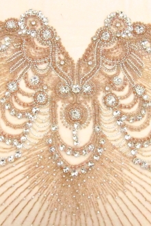 Charlotte Peach Crystal Embroidered Tulle Bodice0
