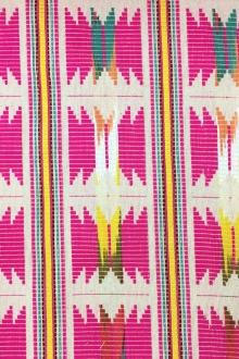 Cotton Native Stripe in Pink Yellow And Teal0