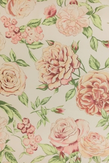 Printed Silk Canvas with Large Roses0