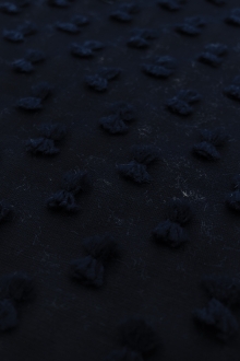 Silk and Cotton Swiss Dot Chiffon in Navy0