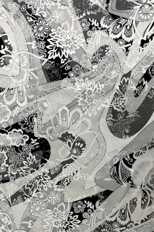 Printed and Metallic Silk Charmeuse0