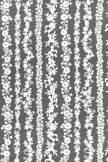 Beaded and Embroidered Tulle with Rows of Detailed Florals in White0