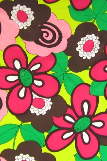 Printed Silk Charmeuse with Vibrant Illustrated Flowers0