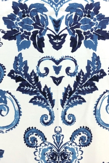 Cotton Canvas Floral Filigree Print in Indigo0