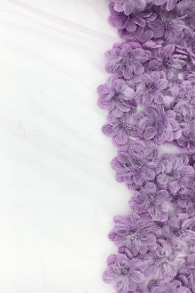 Beaded Appliqued Flowers and  Feathers on Tulle0