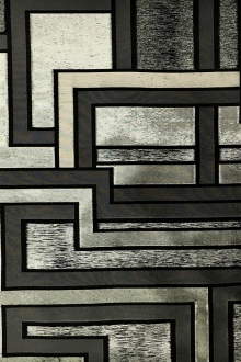Metallic Geometric Jacquard Brocade in Gunmetal0