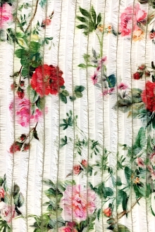 Metallic Lightweight Satin with Floral Printed Eyelashes0