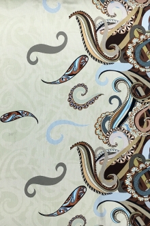 Printed Silk Charmeuse with Large Print Swirl Border0