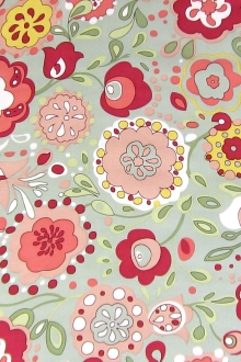 Printed Silk Charmeuse with Illustrated Florals Motifs0