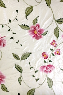 Embroidered Silk Shantung with Large Camellias0