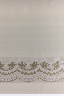 Silk Taffeta Panel with Floral Jacquard Scallop0