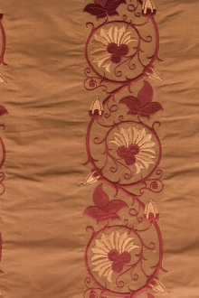 Embroidered Iridescent Silk Chiffon with Rows of Flowers0