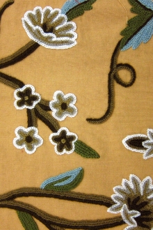 Floral Crewel Embroidery on Cotton Canvas0