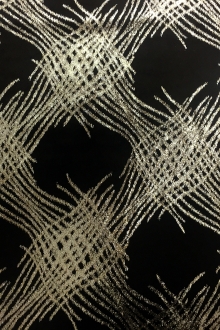 Silk Lurex Panne Velvet with Abstract Motif in Black and Gold0